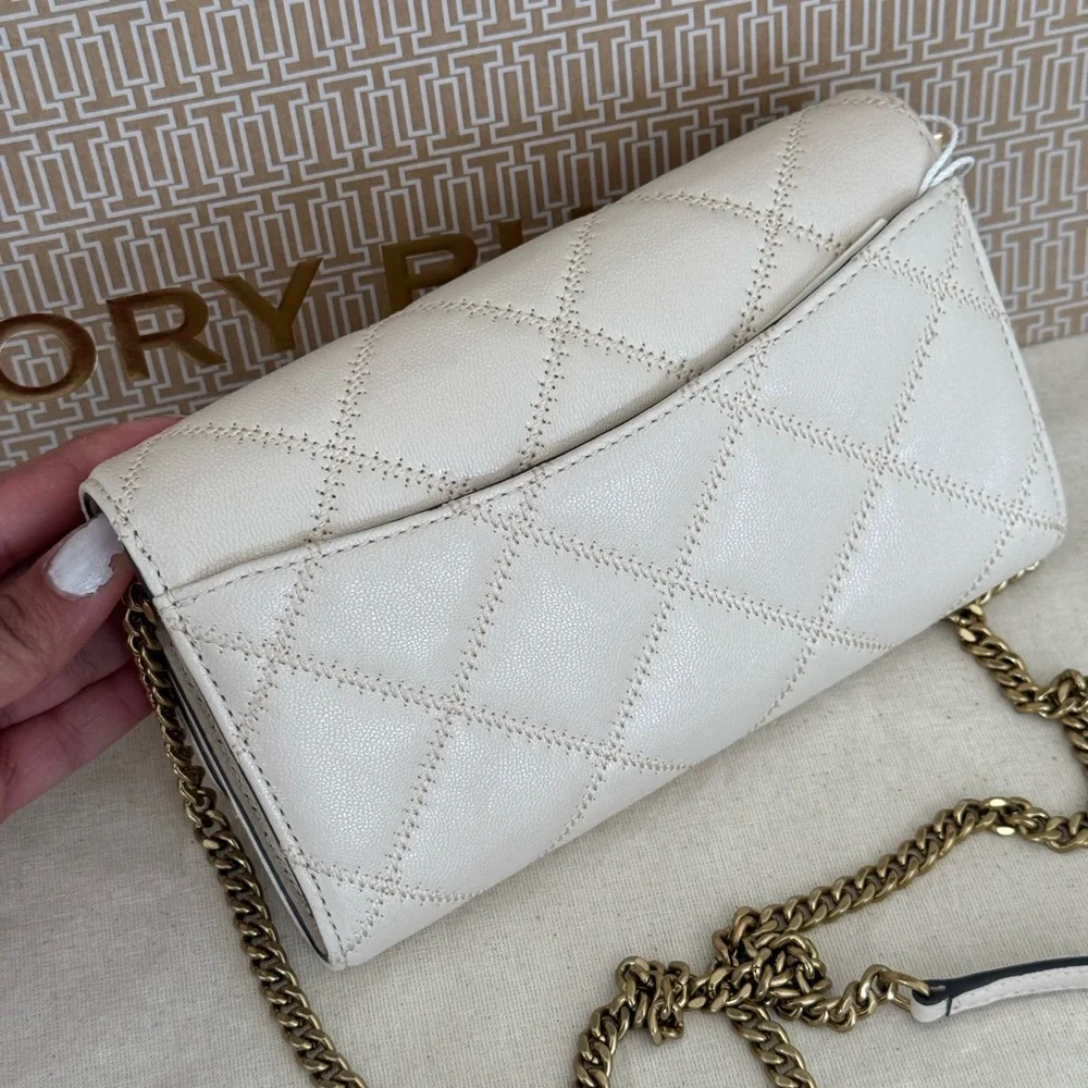 New Tory Burch WILLA CHAIN WALLET BRIE